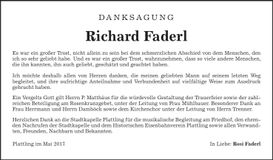 Traueranzeige Richard Faderl