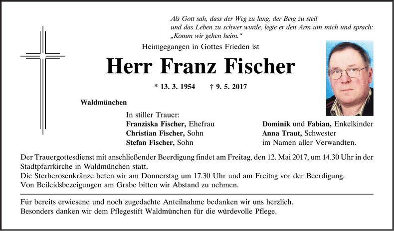 Traueranzeige Franz Fischer