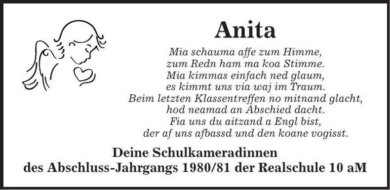 Traueranzeige Anita Nagler