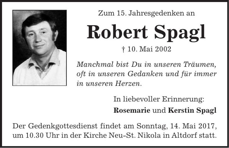 Traueranzeige Robert Spagl