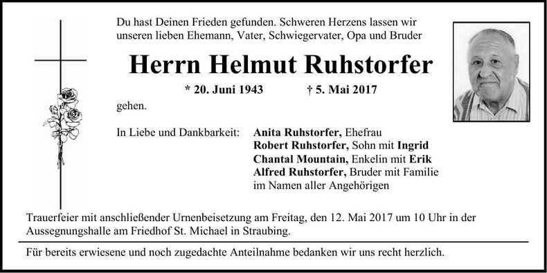 Traueranzeige Helmut Ruhstorfer