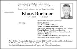 Traueranzeige Klaus Buchner