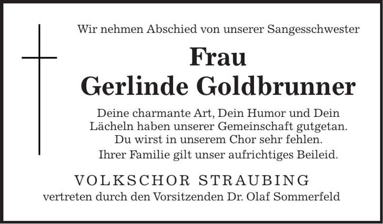 Traueranzeige Gerlinde Goldbrunner
