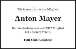 Traueranzeige Anton Mayer