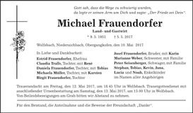 Traueranzeige Michael Frauendorfer