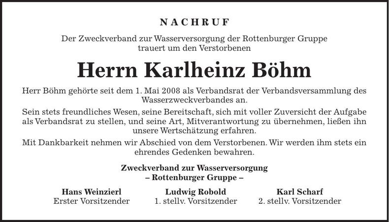 Traueranzeige Karlheinz Boehm