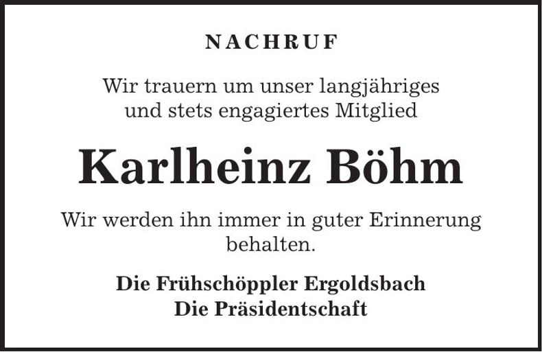 Traueranzeige Karlheinz Böhm