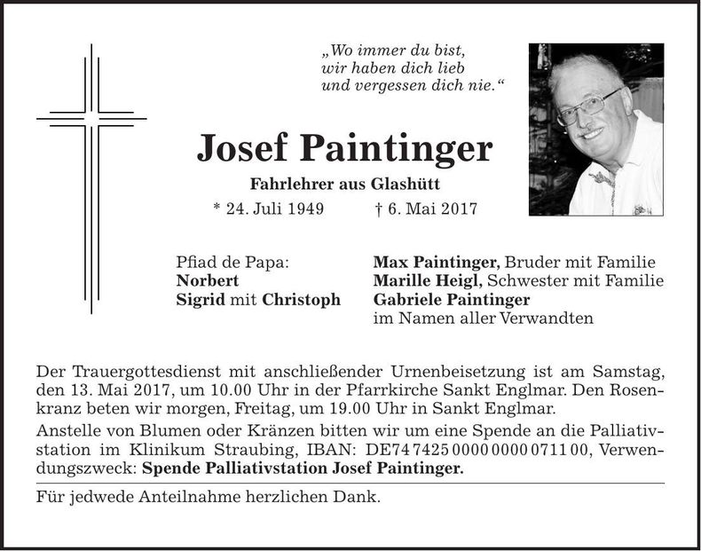 Traueranzeige Josef Paintinger