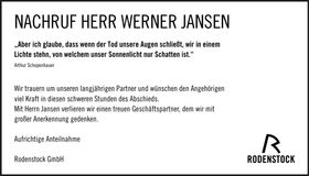 Traueranzeige Werner Jansen