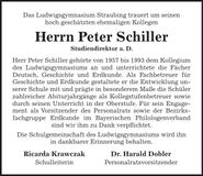 Traueranzeige Peter Schiller