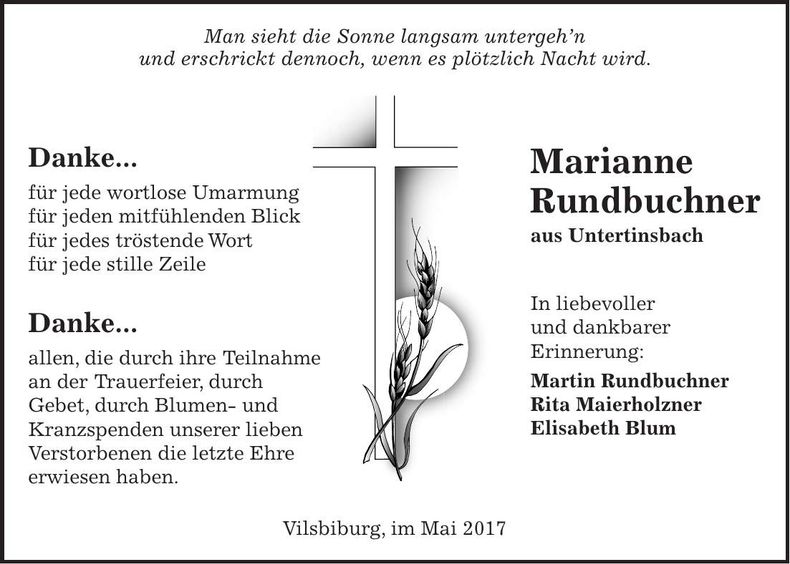 Traueranzeige Marianne Rundbuchner