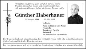 Traueranzeige Günther Haberhauer