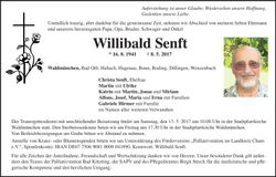 Traueranzeige Willibald Senft