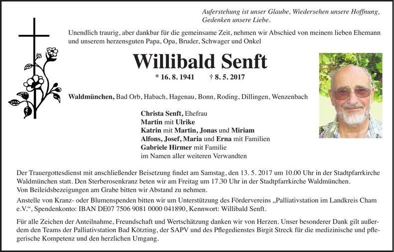 Traueranzeige Willibald Senft