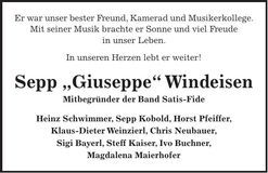 Traueranzeige Josef Windeisen