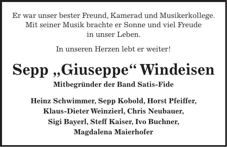 Traueranzeige Josef Windeisen