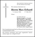 Traueranzeige Max Erhard