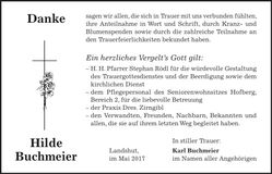 Traueranzeige Hilde Buchmeier