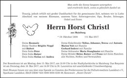 Traueranzeige Horst Christl