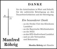 Traueranzeige Manfred Röhrig