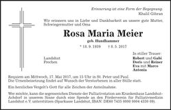 Traueranzeige Rosa Maria Meier