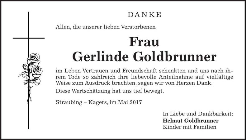 Traueranzeige Gerlinde Goldbrunner