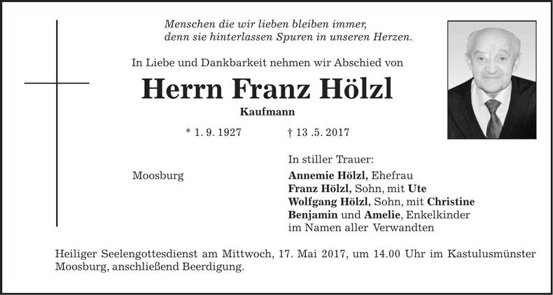 Traueranzeige Franz Hölzl