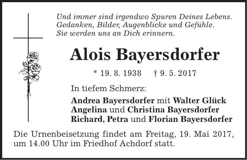 Traueranzeige Alois Bayersdorfer