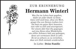 Traueranzeige Hermann Winterl