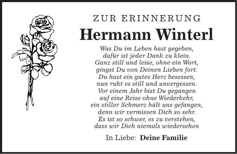 Traueranzeige Hermann Winterl