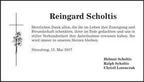 Traueranzeige Reingard Scholtis