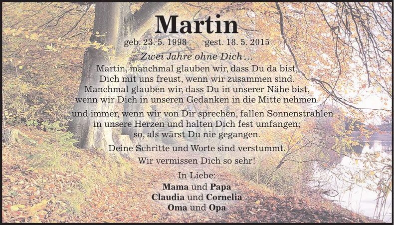Traueranzeige Martin Schmucker