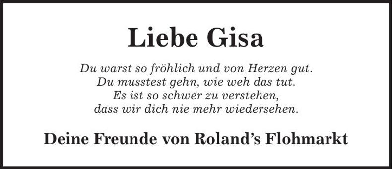 Traueranzeige Gisa Klingseisen