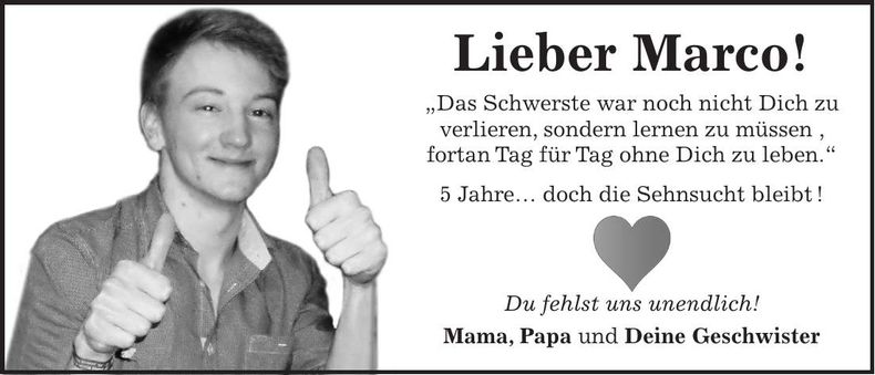 Traueranzeige Marco Gangkofner