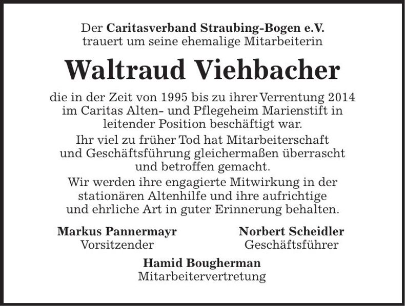 Traueranzeige Waltraud Viehbacher