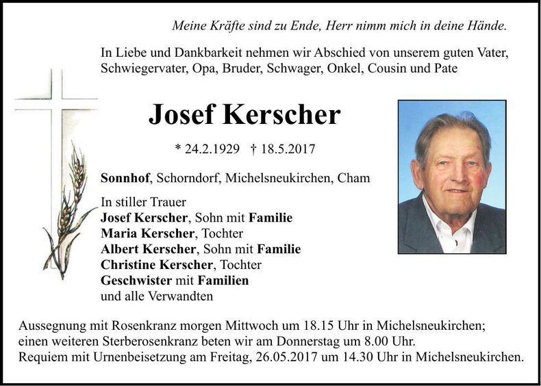Traueranzeige Josef Kerscher