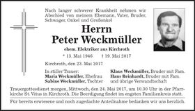 Traueranzeige Peter Weckmüller