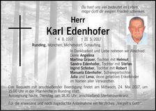 Traueranzeige Karl Edenhofer