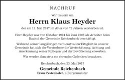 Traueranzeige Klaus Heyder