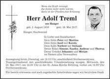 Traueranzeige Adolf Treml