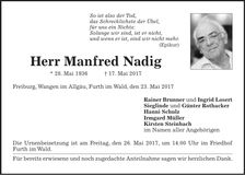 Traueranzeige Manfred Nadig