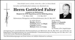Traueranzeige Gottfried Falter