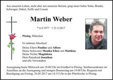 Traueranzeige Martin Weber