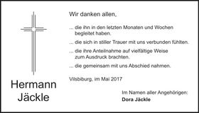Traueranzeige Hermann Jäckle