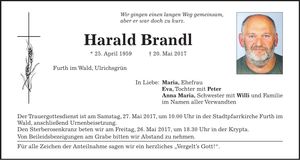 Traueranzeige Harald Brandl