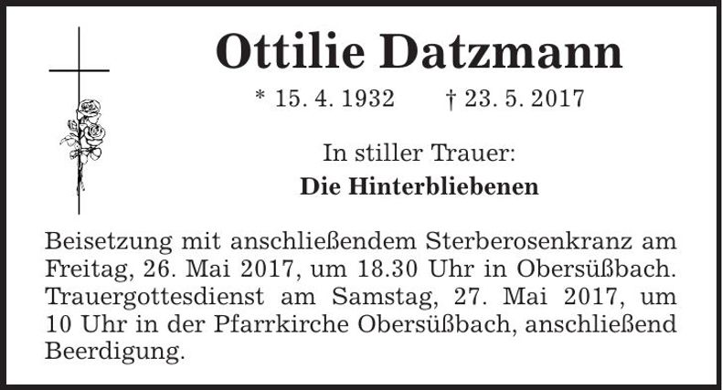 Traueranzeige Ottilie Datzmann