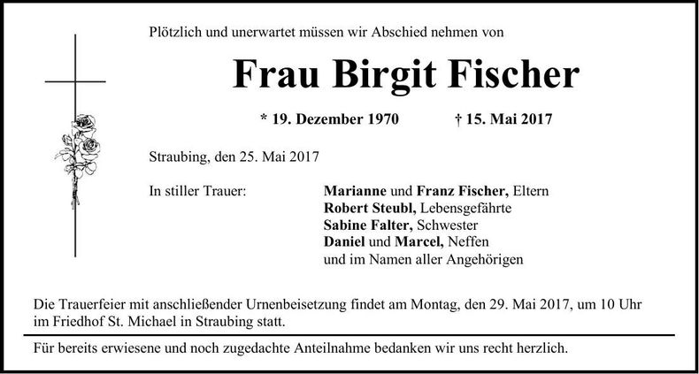 Traueranzeige Birgit Fischer