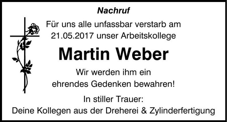Traueranzeige Martin Weber