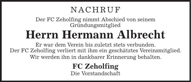 Traueranzeige Hermann Albrecht