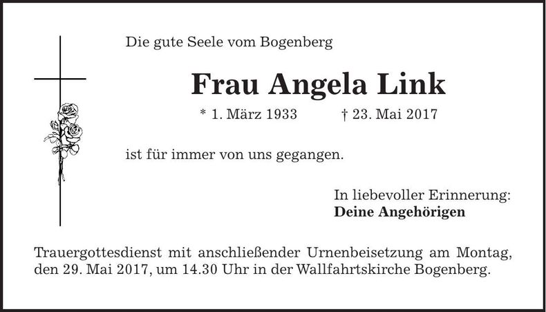 Traueranzeige Angela Link